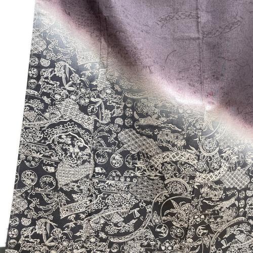 訪問着　袷　Mサイズ　本場染大島紬　草木染　紫色　和装