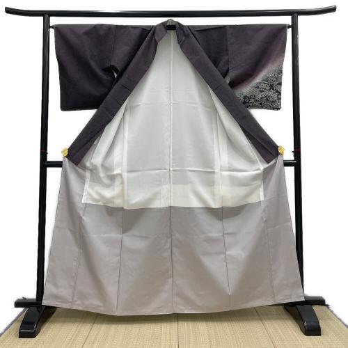 訪問着　袷　Mサイズ　本場染大島紬　草木染　紫色　和装