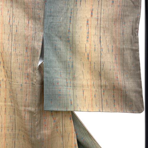 七代目吉澤与市　紬　袷　Mサイズ　伝統工芸士　証紙付　緑色　和装