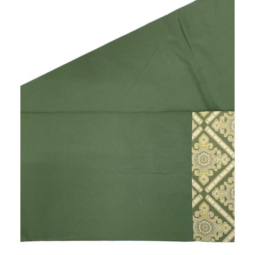 北村武資　六通柄袋帯　落款有　緑色　仕立て上がり　和装