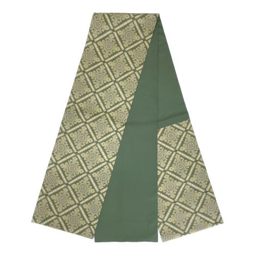 北村武資　六通柄袋帯　落款有　緑色　仕立て上がり　和装