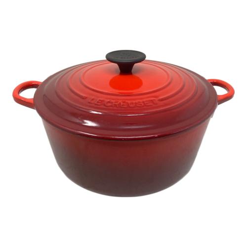 LE CREUSET (ルクルーゼ) 両手鍋 SIZE 24cm レッド ココット・ロンド　チェリーレッド