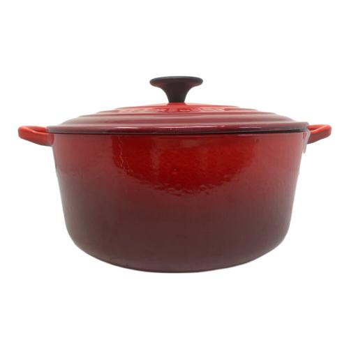 LE CREUSET (ルクルーゼ) 両手鍋 SIZE 24cm レッド ココット・ロンド　チェリーレッド
