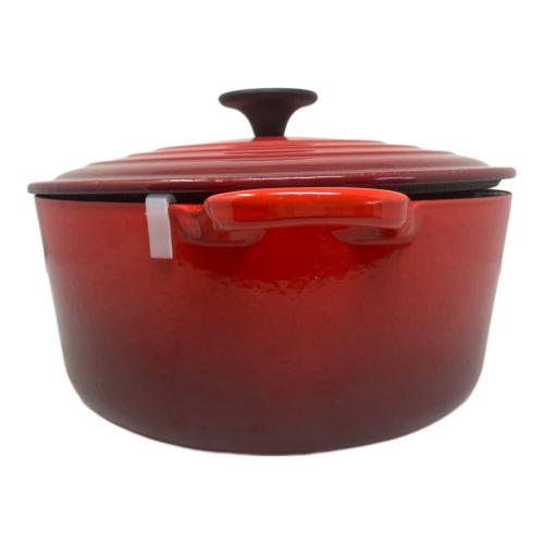 LE CREUSET (ルクルーゼ) 両手鍋 SIZE 24cm レッド ココット・ロンド　チェリーレッド