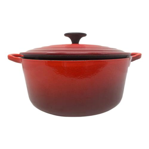 LE CREUSET (ルクルーゼ) 両手鍋 SIZE 24cm レッド ココット・ロンド　チェリーレッド
