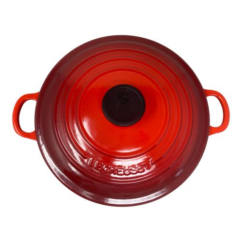 LE CREUSET (ルクルーゼ) 両手鍋 SIZE 24cm レッド ココット・ロンド　チェリーレッド