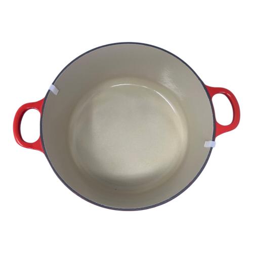 LE CREUSET (ルクルーゼ) 両手鍋 SIZE 24cm レッド ココット・ロンド　チェリーレッド
