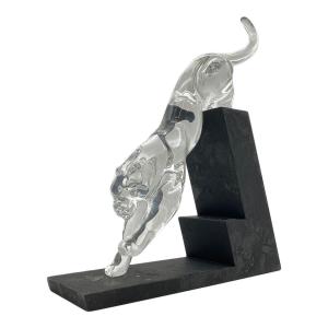 Baccarat (バカラ) パンサーリープ クリスタルフィギュリン　※台座難あり