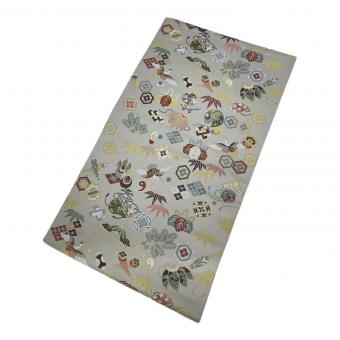 山下織物　六通柄袋帯　招福宝尽くし　金銀糸　アイボリー　和装　仕立て上がり