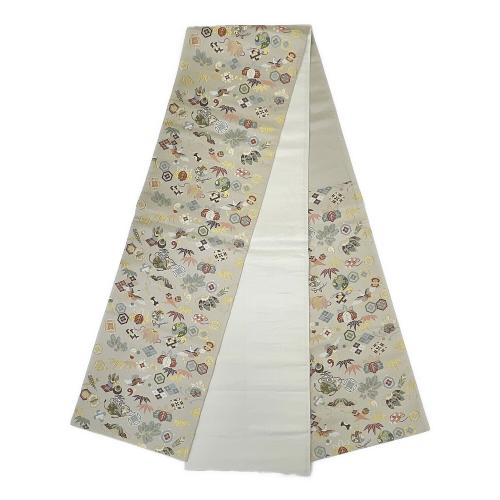 山下織物　六通柄袋帯　招福宝尽くし　金銀糸　アイボリー　和装　仕立て上がり