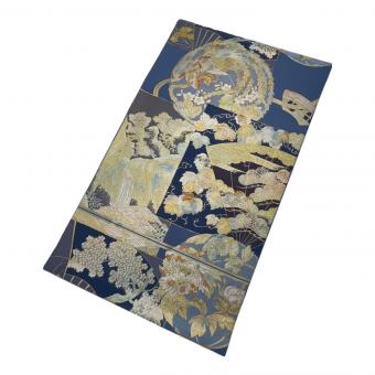 川島織物　六通柄袋帯　三越　金糸　紺色　和装　仕立て上がり