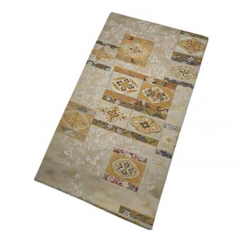 加納幸　六通柄袋帯　三越　花菱　七宝　金糸　アイボリー　和装　仕立て上がり