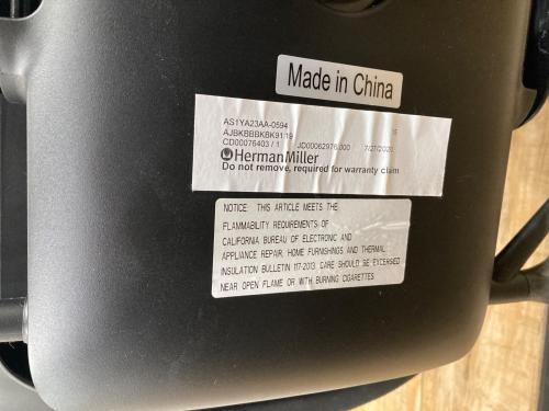 Herman Miller (ハーマンミラー) ワークチェアー AS1YA23AA 2020 ブラック セイルチェア