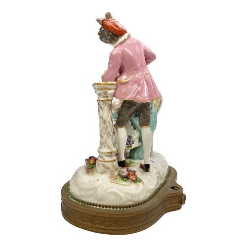 フィギュリン 「猫を愛でる男女」 Achille Bloch工房  1900年代初頭 フランス製