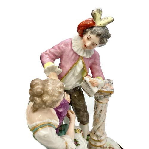 フィギュリン 「猫を愛でる男女」 Achille Bloch工房  1900年代初頭 フランス製