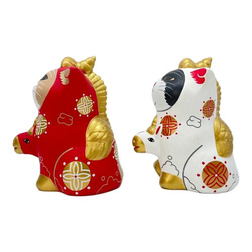 エサシトモコ 置物 みんなの天馬猫 紅白セット
