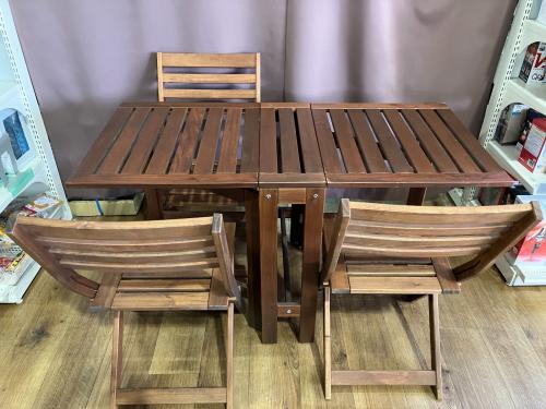 IKEA (イケア) ガーデンテーブル4点セット 19053 補修跡有 廃盤品 ブラウン APPLARO