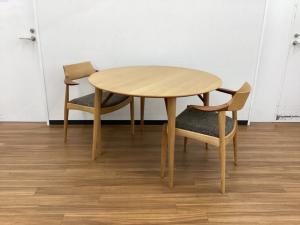 日進木工 (ニッシンモッコウ) ダイニング3点セット WHITE WOOD 幅:約110㎝