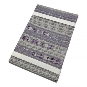 松屋　西陣まいづる謹製　お太鼓柄袋帯　やまと　証紙付　夏物　手織り　美山織　紫色　仕立て上がり　和装