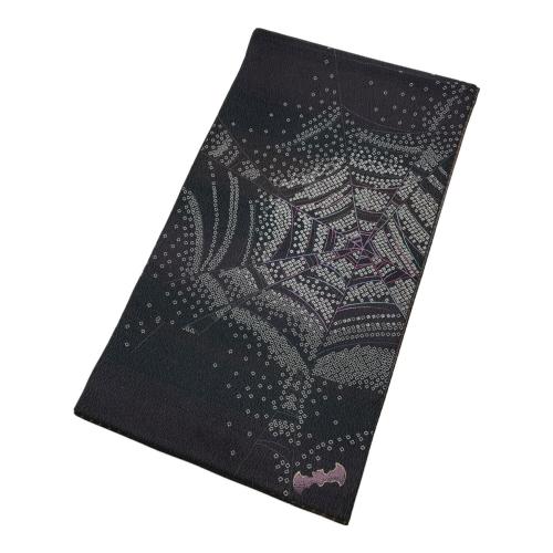 やまと　六通柄袋帯　蜘蛛の巣　こうもり　濃紫色　黒色　仕立て上がり　和装