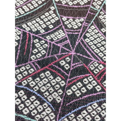 やまと　六通柄袋帯　蜘蛛の巣　こうもり　濃紫色　黒色　仕立て上がり　和装