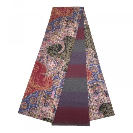 前田仁仙 全通柄袋帯 やまと 落款有 紫色 仕立て上がり 和装