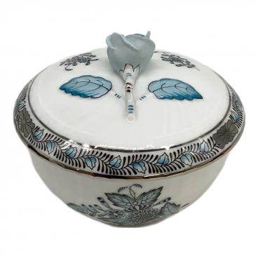 未使用保管品　HEREND ヘレンド　アポニーターコイズプラチナ ボンボニエール 未使用！ヘレンド カバードボール アポニー・ターコイズ・プラチナ4客