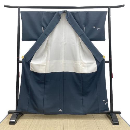 鶴見保次　付下げ　袷　Mサイズ　さが美　落款有　蟹の柄　紺色　和装