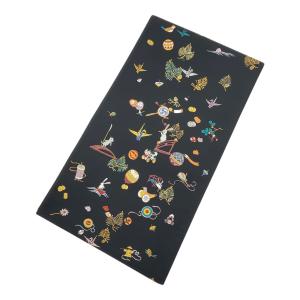 六通柄袋帯　むかしばなし　黒色　仕立て上がり　和装