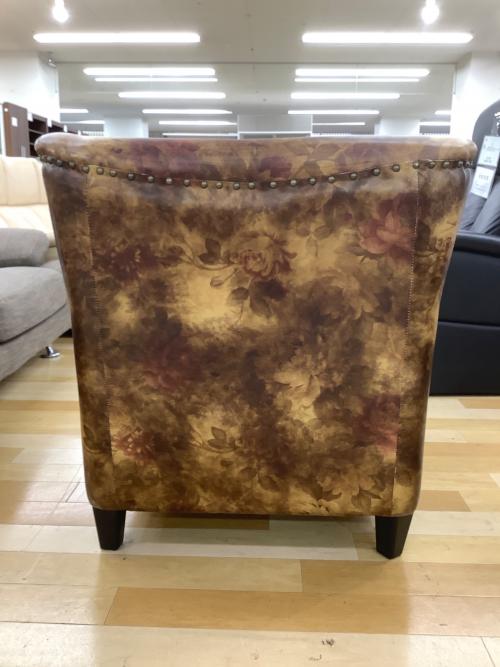 スタッズ1人掛けソファー ブラウン