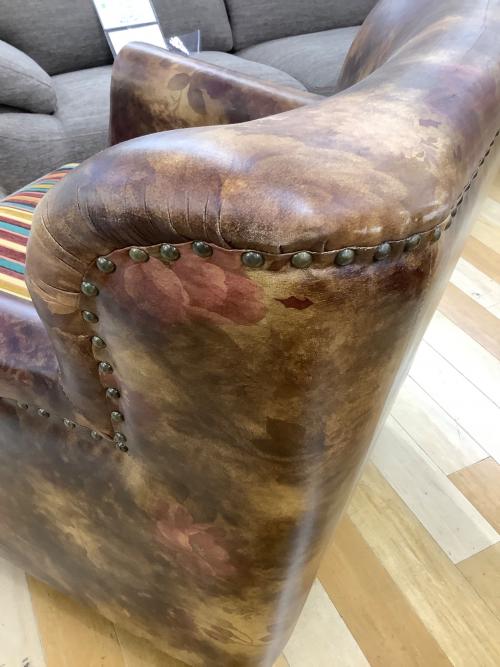 スタッズ1人掛けソファー ブラウン