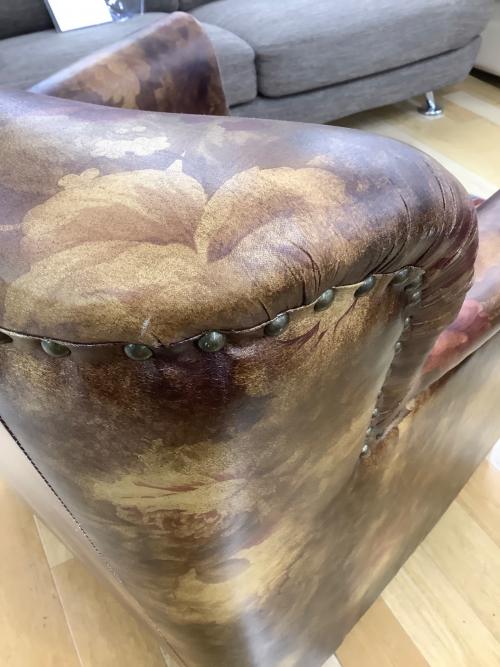 スタッズ1人掛けソファー ブラウン