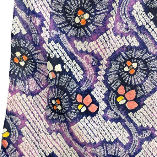 浴衣　Mサイズ　絞り　花　しつけ糸付　絞り浴衣 綿　紺色　桃色　和装