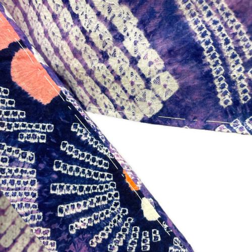 浴衣　Mサイズ　絞り　花　しつけ糸付　絞り浴衣 綿　紺色　桃色　和装