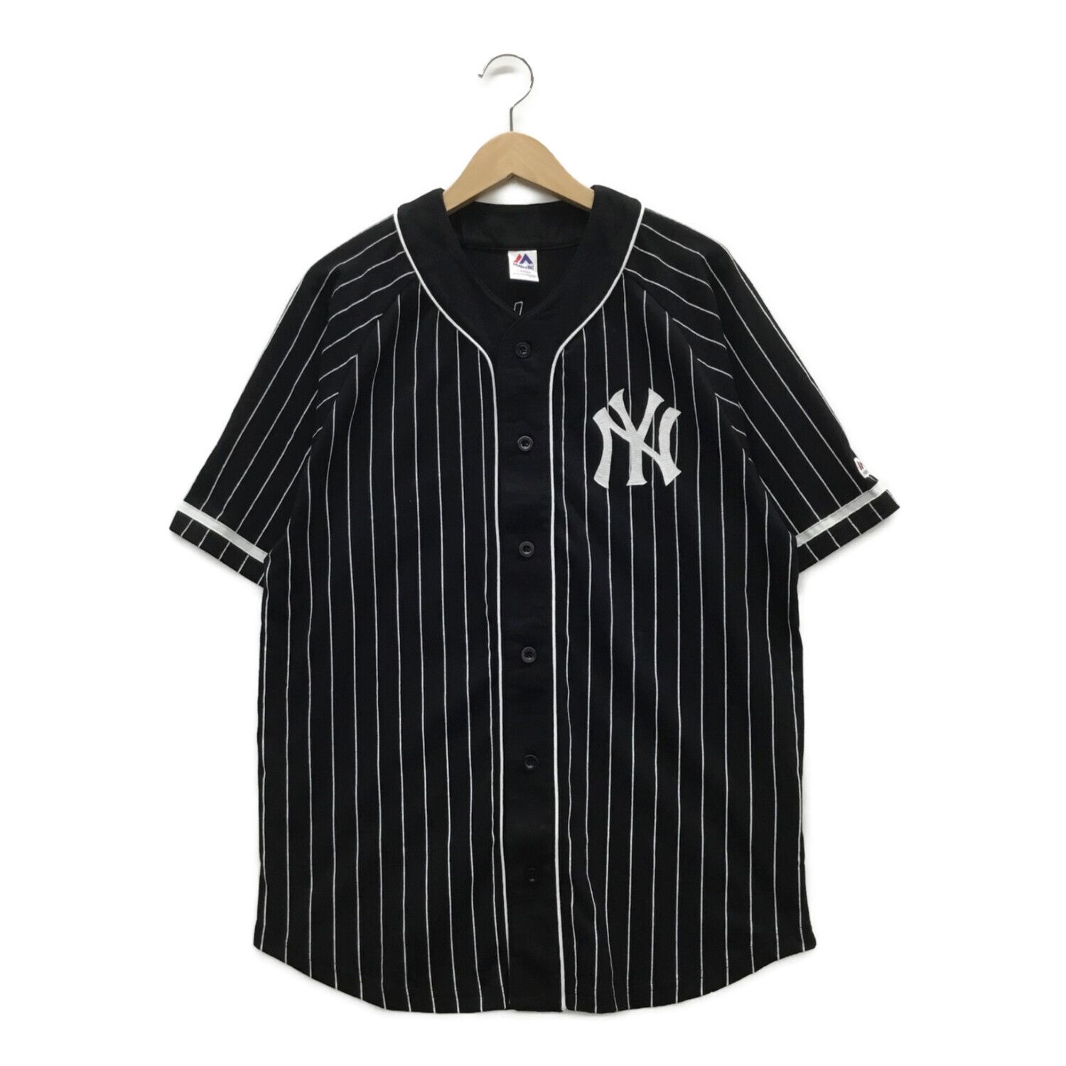 Majestic (マジェスティック) ベースボールシャツ メンズ SIZE L ブラック ニューヨークヤンキース 秋冬物  MM21-NYK-0021-BLK6-L