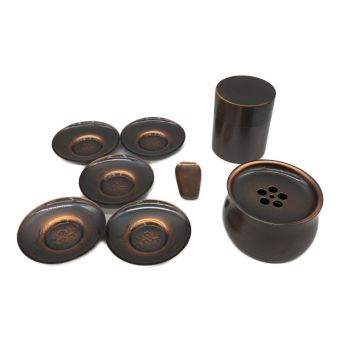 石川堂 純銅茶器揃 茶筒・建水・茶托