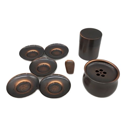 石川堂 純銅茶器揃 茶筒・建水・茶托