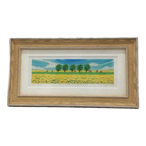 栗乃木ハルミ 版画 菜の花畑Ⅳ（自転車レース）