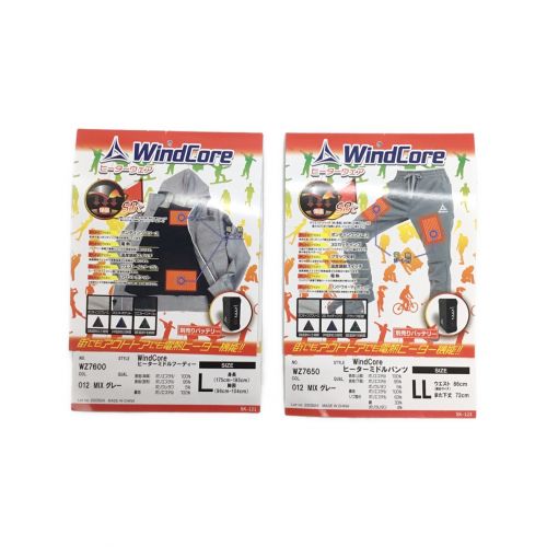 Wind Core  ヒーターミドルフーディー/ヒーターミドルパンツ メンズ SIZE LL グレー バッテリー付き 秋冬物