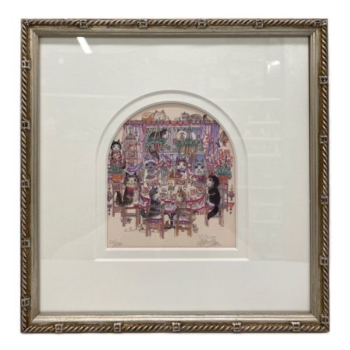 ダイアン・エルソン 版画　ジクレー 「ダイニング・キャッツ」