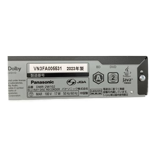 Panasonic (パナソニック) Blu-rayレコーダー DMR-2W102 2023年製 2番組 VN3FA005531