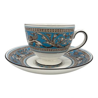 Wedgwood (ウェッジウッド) カップ&ソーサー キズ・ヨゴレ有 フロレンティーン・ターコイズ