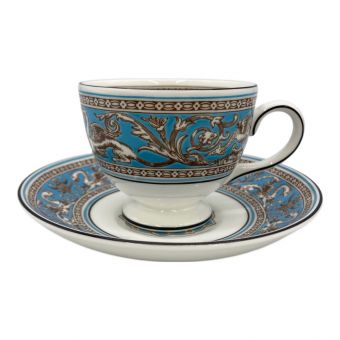 Wedgwood (ウェッジウッド) カップ&ソーサー キズ・ヨゴレ有 フロレンティーン・ターコイズ