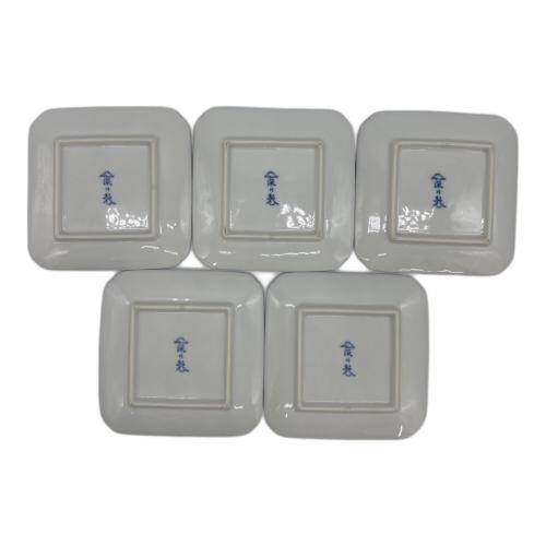 深川製磁 (フカガワセイジ) 角皿 花柄 ブルー 有田焼 5Pセット