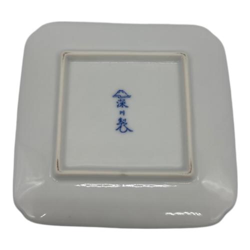 深川製磁 (フカガワセイジ) 角皿 花柄 ブルー 有田焼 5Pセット