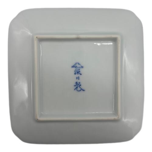 深川製磁 (フカガワセイジ) 角皿 花柄 ブルー 有田焼 5Pセット