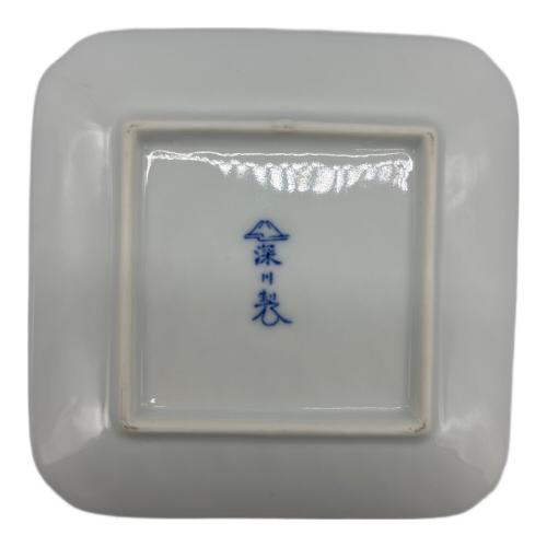 深川製磁 (フカガワセイジ) 角皿 花柄 ブルー 有田焼 5Pセット