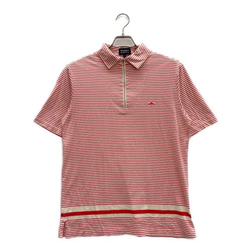 PEARLY GATES (パーリーゲイツ) ゴルフウェア(トップス) メンズ SIZE 4 レッド×ホワイト ハーフジップカットソー ボーダー