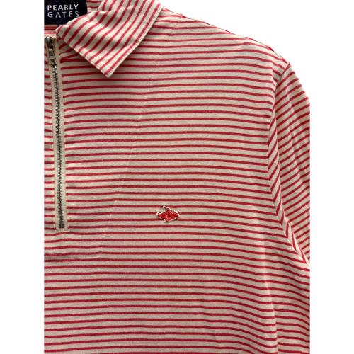 PEARLY GATES (パーリーゲイツ) ゴルフウェア(トップス) メンズ SIZE 4 レッド×ホワイト ハーフジップカットソー ボーダー