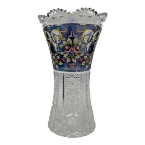 BOHEMIA GLASS (ボヘミア グラス) ガラス花瓶 ブルーラスターローズ